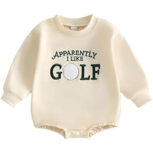 Baby Boy Golf Outfit Apparently I Like Golf Onesie Sweatshirt Bubble Romper Long Sleeve Bodysuit Infant Fall Clothes