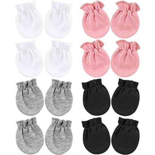 BQUBO Newborn Infant Toddler Mittens No Scratch Cotton Elastic Wrist Gloves Hypoallergenic for 0-6 Months Baby Boys Girls