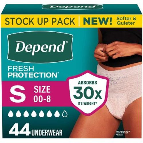 Depend Fresh Protection Adult Incontinence & Postpartum Underwear for Women - Maximum Absorbency - S - Blush - 44ct