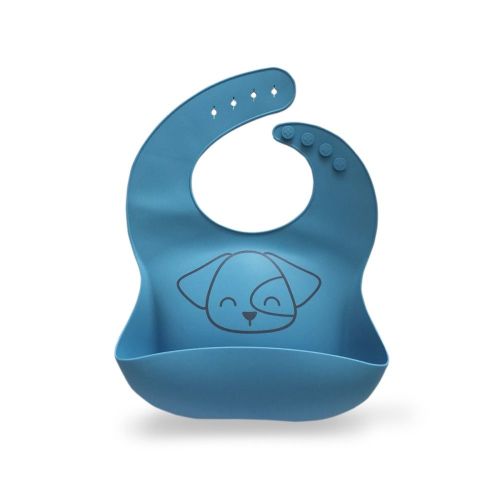 Plum Silicone Catcher Bib - Dino – Steel Blue