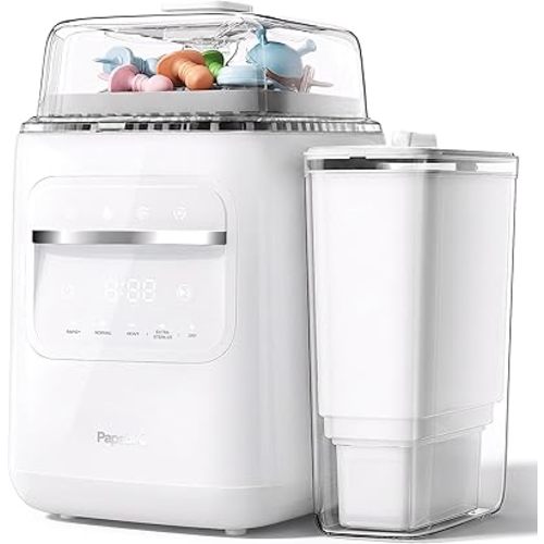 Papablic SafeguardPlus Baby Bottle Washer with Water Purification, 8 Bottles Capacity, 12-Min Fast Wash, 360° Deep Clean Bottle Washer &Sterilizer &Dryer for Bottles, Pump Parts, Baby Essentials