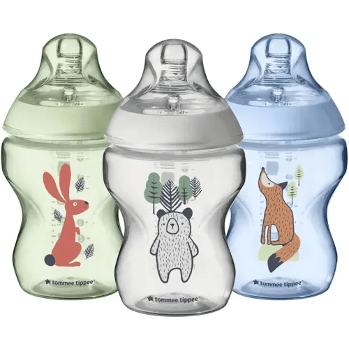 Tommee Tippee Closer to Nature Baby Bottles, Woodland Friends | Breast-Like Nipple, Anti-Colic Valve (9oz, 3 Count)