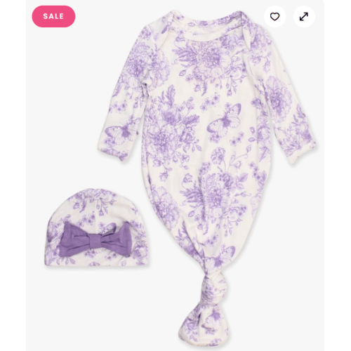 Ruffle Knotted Sleep Gown & Hat Set