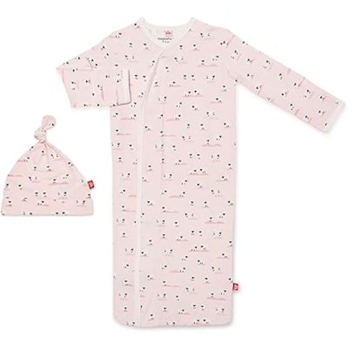Magnetic Me Modal Newborn Sleeper Gown & Hat Set | Silky Soft Modal Fabric Sleep Sack