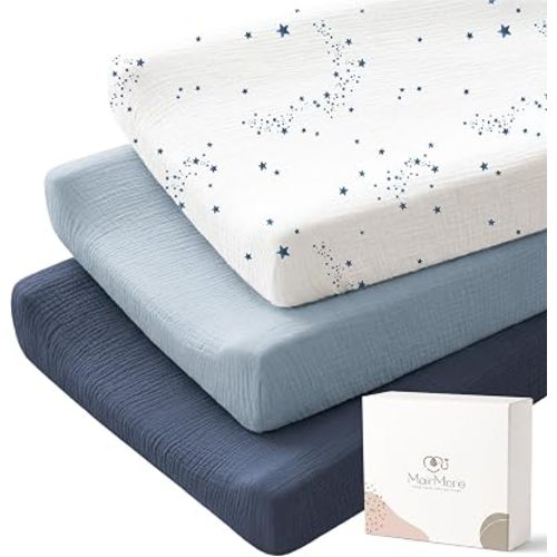 MairMore 3 Pack Changing Pad Cover for Neutral Baby, Muslin Soft Cotton Diaper Changing Table Pad Cover Changing Pad Sheets for Girls and Boys (Starry Sky)