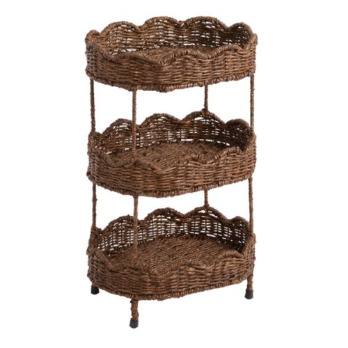 Daisy Oval Natural Seagrass Scalloped 3 Tier Storage Tower
