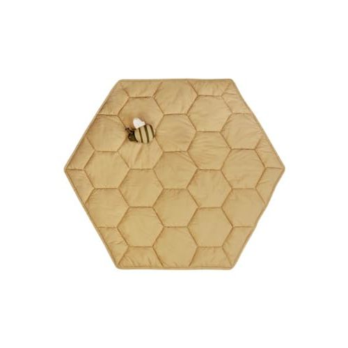 Lorena Canals Playmat Honeycomb for Kids Room. Cotton. Honey. Size: 3' 8" x 3' 8"