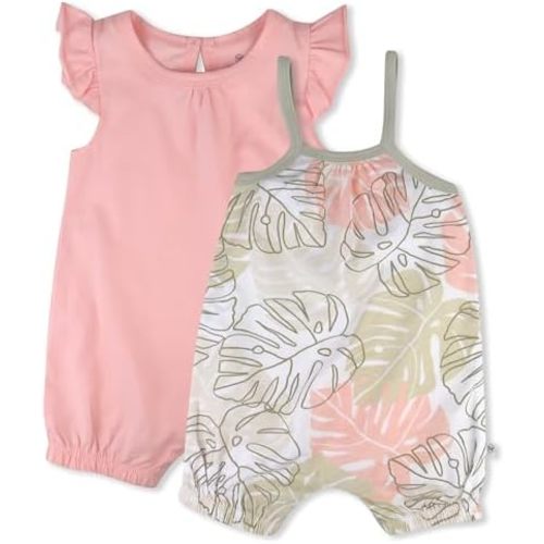 HonestBaby Romper and Ruffle Bodysuit Dress 100% Organic Cotton for Infant Baby and Toddler Girls