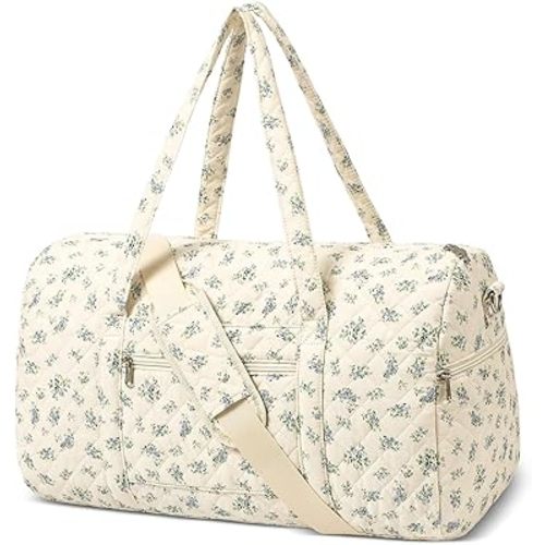 Gym Bag for Women, Cute Duffle Bag, Quilted Duffle Bag for Travel, Floral Duffle Bags, Weekend Bag with Zipper Pocket Dance Bag Organizer