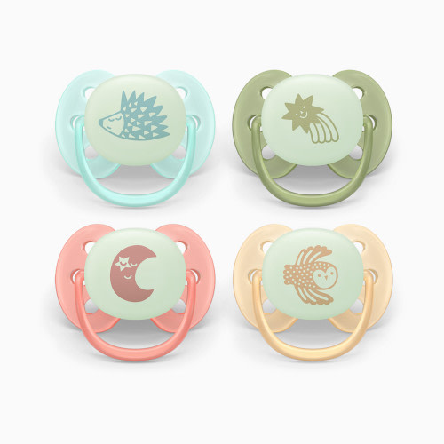 Philips Avent Ultra Soft Pacifier 0-6M (4 Pack) - Day & Night, 0-6M