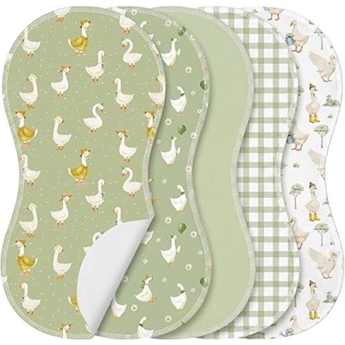 SmoothNovelty 5 Pack Green Goose Baby Burp Cloths Soft Absorbent Burping Rags for Newborns 19"x9" Spit up Cloths for Boy Girl Newborn Baby Shower Registry Gifts Set Nursery Decor