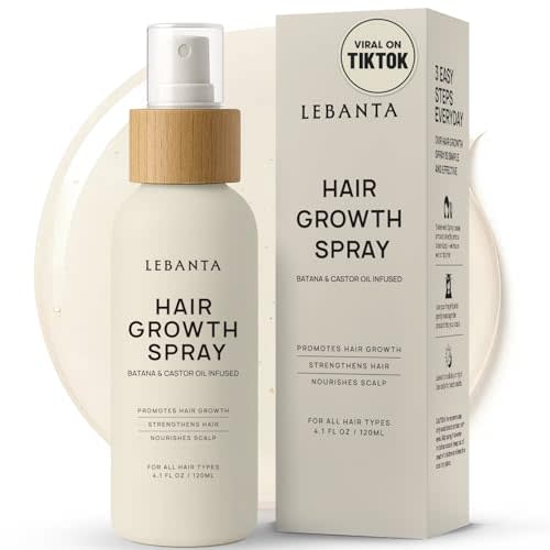 Lebanta Hair Growth Oil Spray - 100% Pure Ingredients For Non Greasy, Thicker & Stronger Hair - Organic Batana, Castor, Biotin, Saw Palmetto, and Rosemary Oil Gifts Women Scalp (4.1 Fl Oz (Pack of 1))