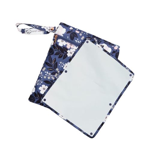 Sarah Wells Pumparoo Wet Dry Bag for Breast Pump Parts – Compact Organizer with Waterproof Pocket, Staging Mat & Fridge Hack – Machine Washable Pumping Accessory (Le Floral)