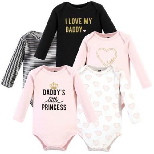 Hudson Baby Infant Girl Cotton Long-Sleeve Bodysuits, Daddys Little Princess 5-Pack, 18-24 Months