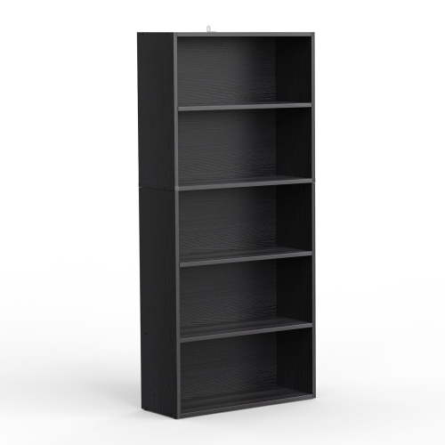 GIANNA 5-Shelf Bookcase, Floor Standing Storage Shelves, Black