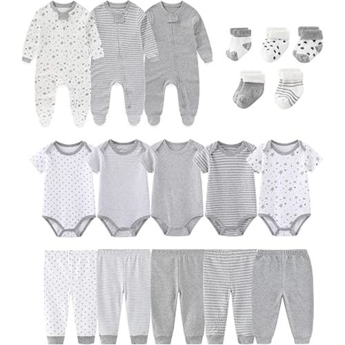 falianni Baby Boy Girl 18 Pack Layette Set Cotton Infant Unisex Clothes and Accessories New born Essentials Clothing Sets