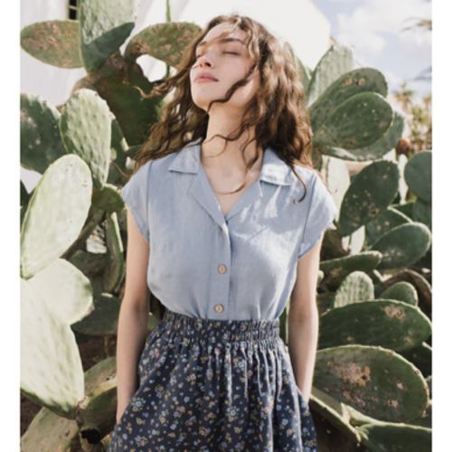 Camp collar linen shirt women NOOSA | notPERFECTLINEN