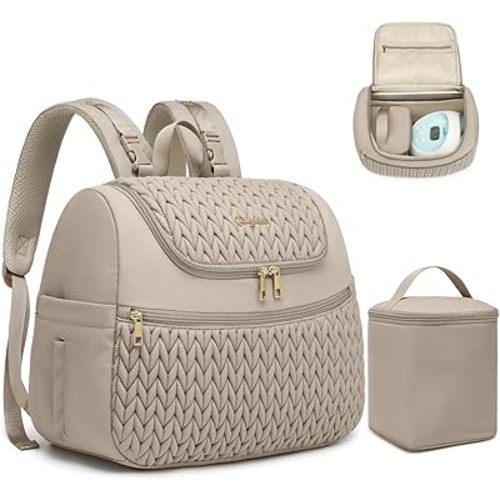 Breast Pump Bag for Spectra S1/S2 & Medela – Insulated Cooler Bag, 13" Laptop Sleeve, Diaper Backpack with Changing Pad – Lightweight, Water-resistant & Stylish for Work, Travel