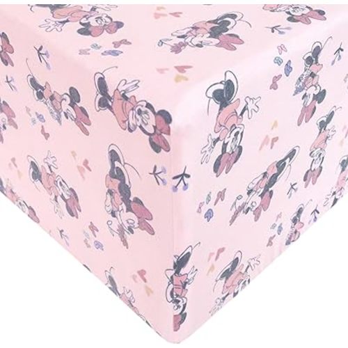 Premium Fitted Knit Crib Sheet/Toddler Sheet "Minnie Mouse" by Copper Pearl