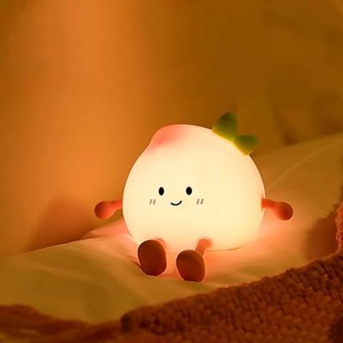 Cute Peach Night Light, Peach Lamp with Legs Night Lights, Dimmable Light for Baby Nursery, Rechargeable LED Portable Touch Nightlight, Kawaii Room Desk Decor, Boys Girls Gifts