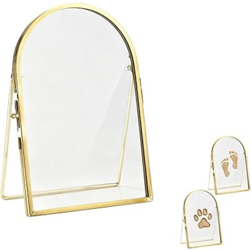 Baby & Pet Keepsake Frame, Newborn Hand and Footprint Kit with Sea Sand, Nursery Picture Frame, Cat Dog Paw Print Kit, Personalized Gift for Mom Baby Shower,Gold-15cm