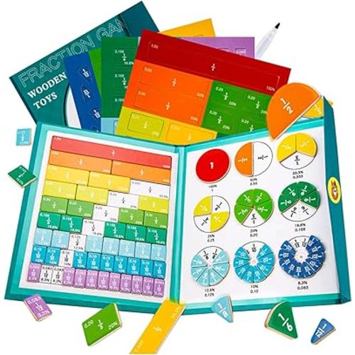 Magnetic Fraction Educational Puzzle Fraction Tiles and Circles, Equip Magnetic Score Disk Demonstrator,Math Manipulatives Enhance Early Primary School Students Mathematical Skills