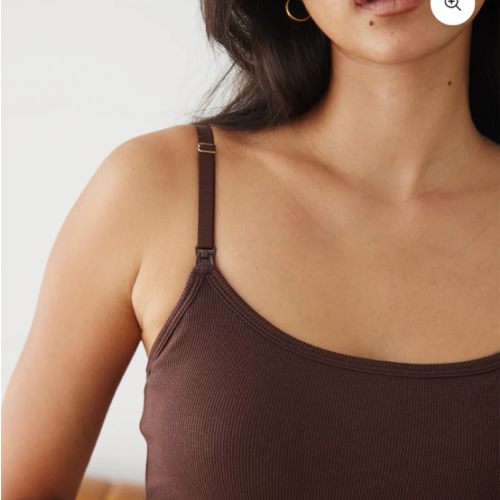 Soft Ribbed Nursing Tank - Cocoa Brown