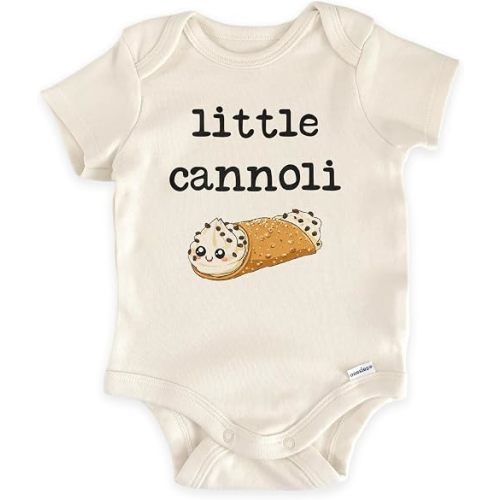 Little Cannoli Baby Bodysuit, Italian Dessert Newborn (0-3 Months, Natural) | Rustic Bakery Themed Newborn Gift for Boys and Girls, Baby Announcement Outfit for Grandparents