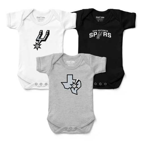 3-Pack San Antonio Spurs Baby Bodysuits - Black & Silver Infant Apparel Set - Newborn Gift Bundle