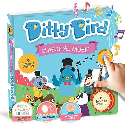 Ditty Bird Toddler Musical Books | Fun Classical Music & Nursery Rhymes | Mozart's Masterpieces | Interactive for 1-3 Year Olds | Sturdy Sound Books