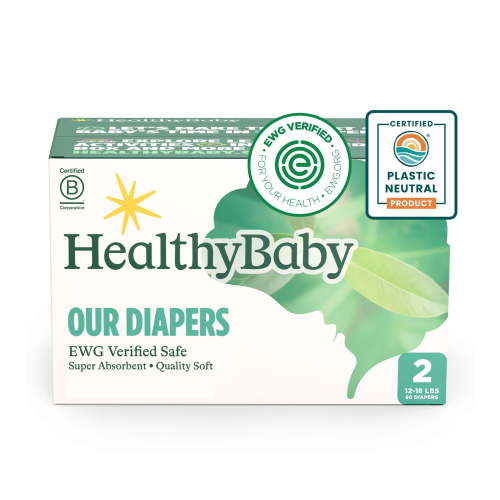 HealthyBaby Certified Safe Organic Cotton Enhanced Diapers 66ct Size 2 EWG