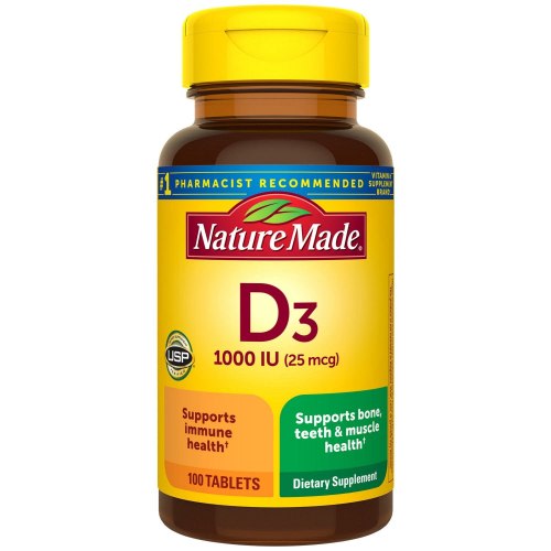 Nature Made Vitamin D3 1000 IU (25 mcg), Bone Health and Immune Support Tablets, 100 CT