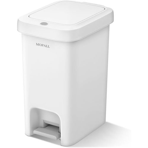 MOPALL 2.7 Gallon Small Bathroom Trash Can with Lid Soft Close, Garbage Can with Press Top Lid & Foot Pedal, Step Trashcan Slim Trash Bin Waste Basket for Toilet, Office, Bedroom, Kitchen, Living Room