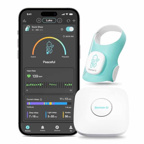 Sense-U Smart Sock Shoe Baby Monitor (Long Range) - Track Baby’s Heart Rate, Movement and Sleep from Anywhere