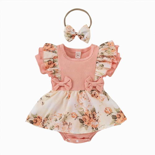 Ymyiu Toddler Bodysuit Baby Girls Bodysuit Summer Sleeveless Bodysuits One Piece Clothes Outfits for Newborn Infant 6 9 Months (Pink,6-9 Months)