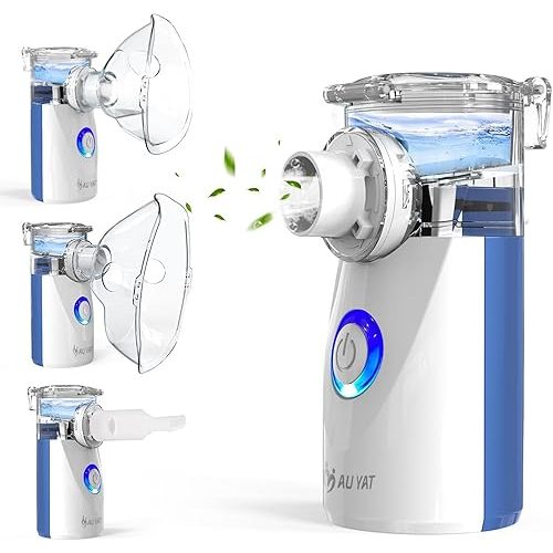 Nebulizer, Nebulizer for Adults & Kids, Portable Nebulizer with 2 Masks & Mouthpiece, Quiet Working, 2 Adjustable Mode, Rechargeable Nebulizer Machine for Travel & Home Use