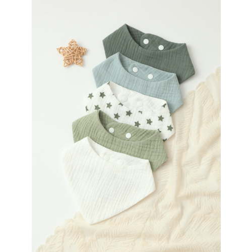 5-Pcs BabyBibs Set, Muslin Super Soft adjustable Drooling Bibs, Baby Stuff,New Born Baby Boy and Baby Girl