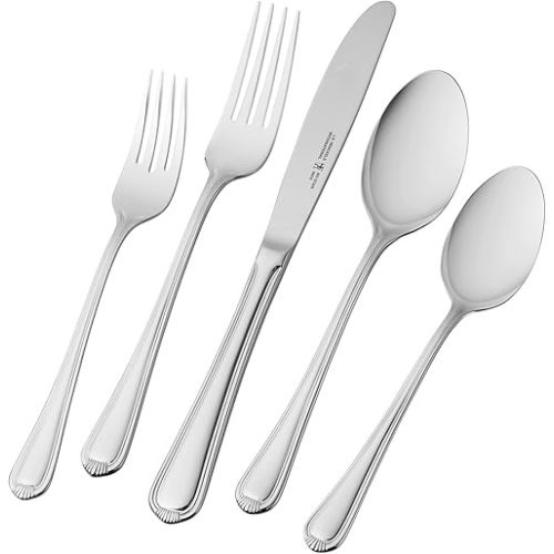 HENCKELS Alcea 65-Piece Flatware Set, Stainless Steel, Silver