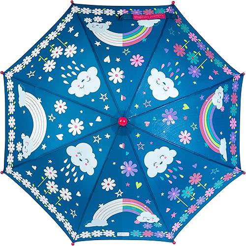 Stephen Joseph Kids' Color Changing Wet Dry Umbrella, Water reacting, Pinch Free Umbrellas for Rain Children's Umbrella, BUTTERFLY, 23"X29