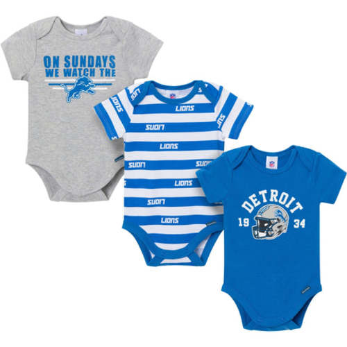 3-Pack Baby Boys Detroit Lions Short Sleeve Bodysuits