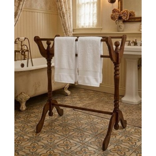 Vintage Wood Floor Quilt Hanger Rack Stand with Gold/Brass 31.5x22.5 Inches