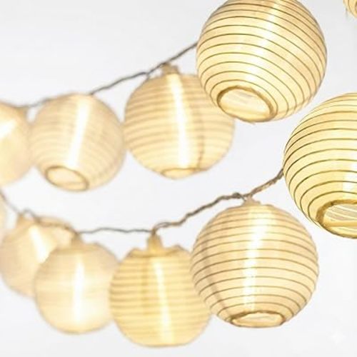 Cobus CozyHome Lantern String Lights Outdoor - 20 Lantern LEDs & 23 ft with 8 Modes | Warm White Outdoor Lampion String Lights Electric Lighting 23 ft