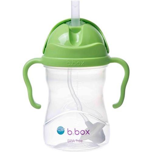 box Sippy Cup with Weighted Straw. Drink from any Angle, Leak Proof, Spill Proof, Easy Grip. BPA Free. For Babies 6m+ to Toddlers (Apple, 8oz)