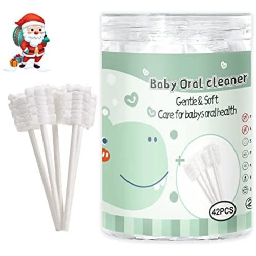 42PCS Baby Toothbrush Newborn or Baby Tongue Cleaner Disposable Baby Gum Cleaner Gauze Oral Cleaning Care Suitable for 0-36 Months Baby