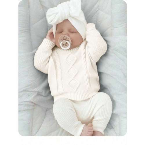 SHEIN Newborn Baby Girl Casual Brown Long Sleeve Sweater, Autumn/Winter Cable Knit Baby Sweater Baby Boy Jumper Baby Winter Sweater Baby Solid Color Knitted Sweater Unisex Baby Sweater | SHEIN