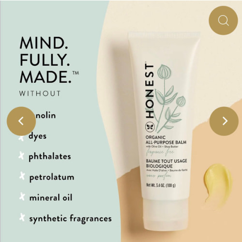 The Honest Company Organic All Purpose Balm | Gentle for Baby | Soothes + Moisturizes | Plant-Based + Hypoallergenic | 3.4 oz