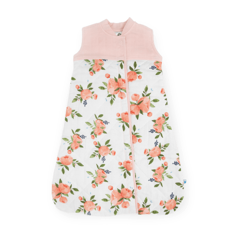 Cotton Muslin Quilted Sleep Bag - Watercolor Roses