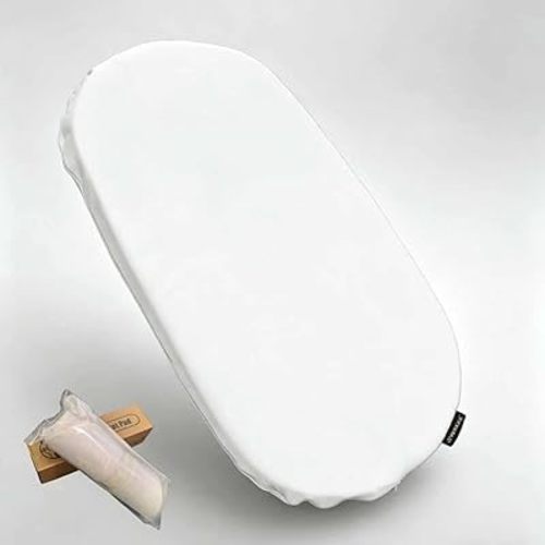 Large Moses Basket Pad, 31.1"x19.3"x2",Breathable,High-Density, High-Resiliency Foam,Non-Toxic, Oval Shaped with Removable Breathable Soft Cover Fit for Moses Basket Baby Bassinet(1PC)