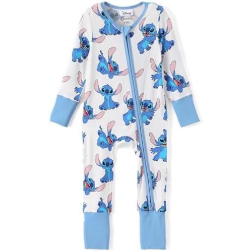 Disney Princess Stitch Marvel Baby Viscose Made from Bamboo Long Sleeve Footie Romper Zipper Sleep Outfit Newborn to Infant