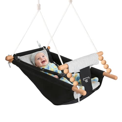 Baby Swing Indoor & Outdoor, Cozy Toddler Swing for Backyard, Canvas Hammock Swing